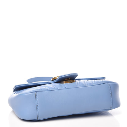 Gucci Calfskin Matelasse Mini GG Marmont Shoulder Bag Clear Sky Blue 4 of 11