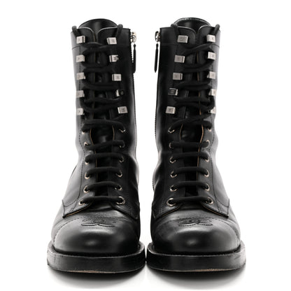 Chanel Calfskin Lace Up Combat Boots 36 Black 2 of 16