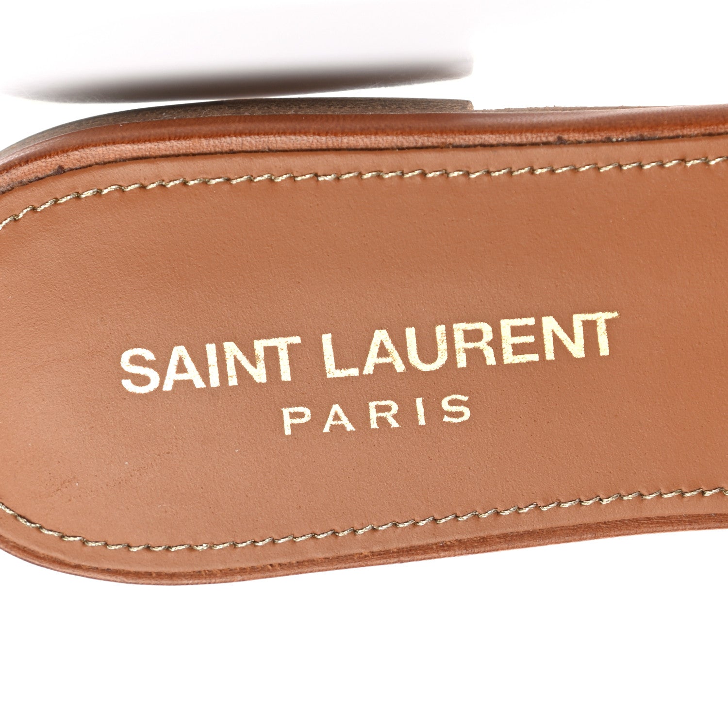 Saint Laurent Calfskin Tribute 05 Slide Sandals 38.5 Amber 7 of 9