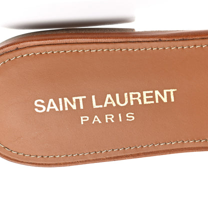 Saint Laurent Calfskin Tribute 05 Slide Sandals 38.5 Amber 7 of 9
