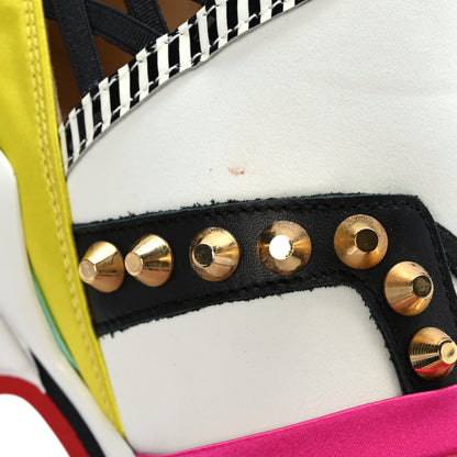 Christian Louboutin Satin Metallic Calfskin Glitter Specchio Studded 123 Run Flat Sneakers 36 Multicolor 9 of 9