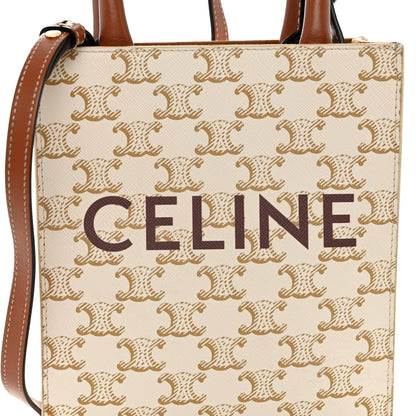 Celine Triomphe Canvas Calfskin Mini Vertical Cabas White 6 of 8