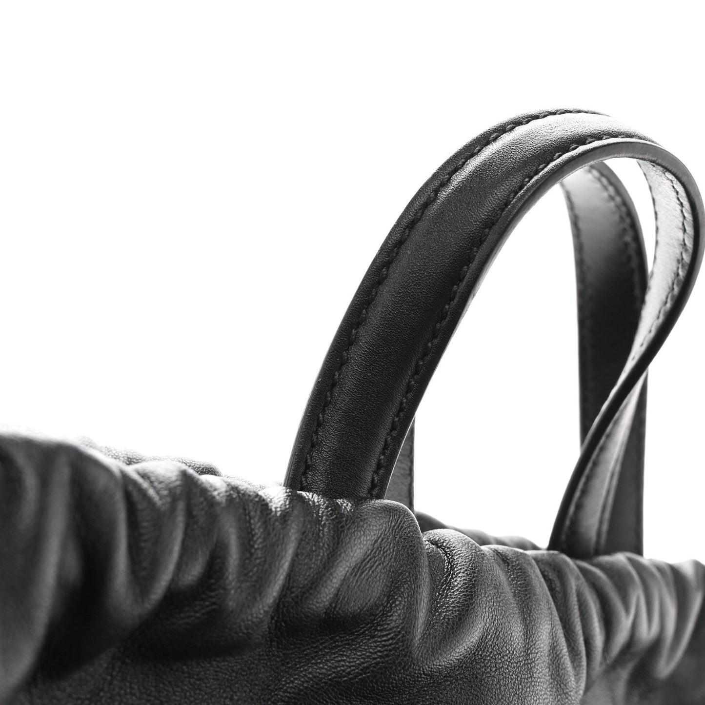 Calfskin Logo Drawstring Backpack Black