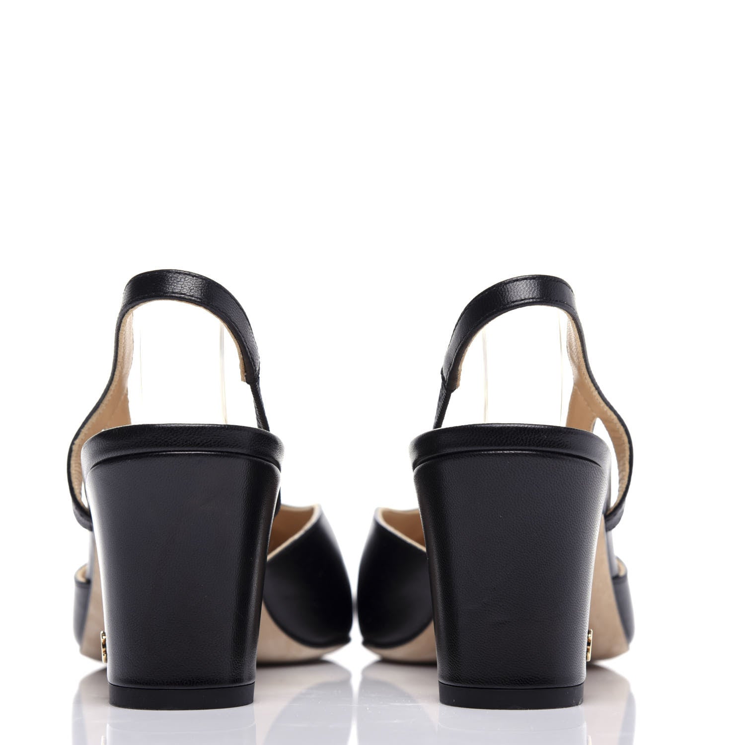 Chanel Goatskin Grosgrain Cap Toe CC Slingback Sandals 38.5 Black 7 of 11