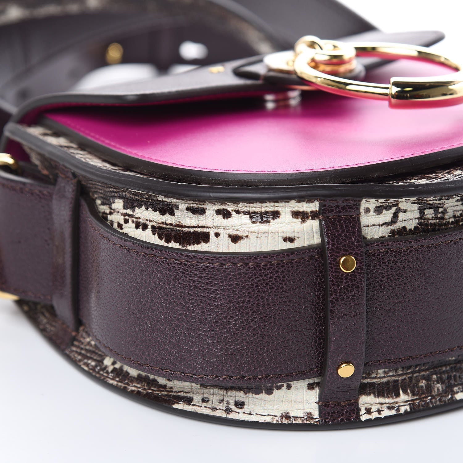 Chloe Calfskin Lizard Embossed Small Tess Bag Black Raisin 7 of 8