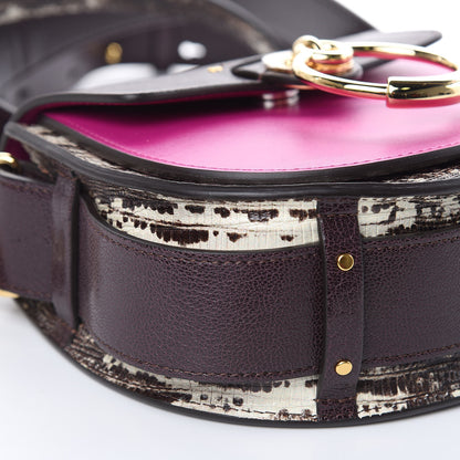 Chloe Calfskin Lizard Embossed Small Tess Bag Black Raisin 7 of 8