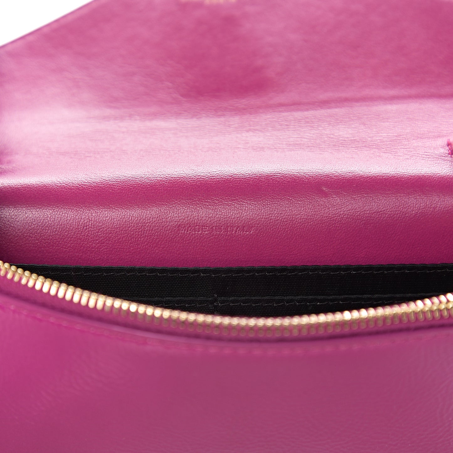 Textured Patent Monogram Envelope Chain Wallet Electric Pink