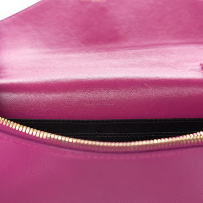 Saint Laurent Textured Patent Monogram Envelope Chain Wallet Electric Pink 6 of 9