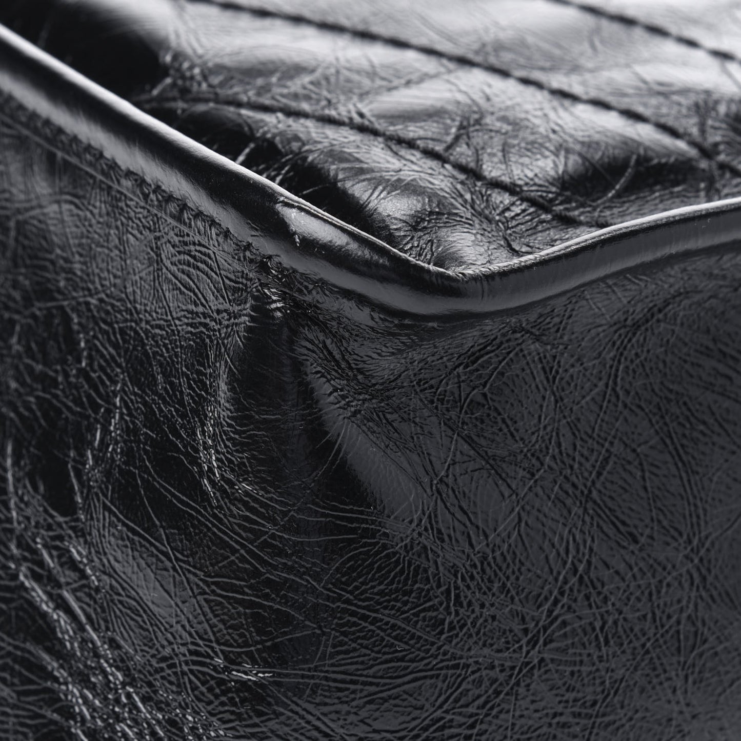 Crinkled Calfskin Matelasse Monogram Medium Niki Chain Satchel Black