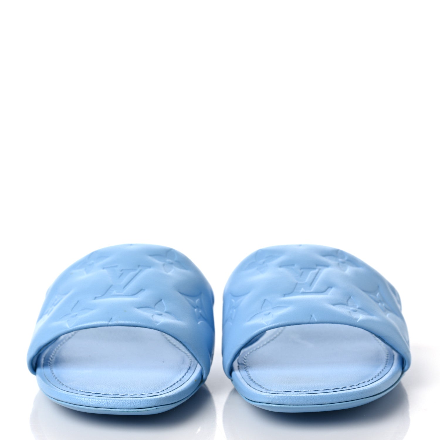 Louis Vuitton Lambskin Embossed Monogram Revival Flat Mules 36 Light Blue 2 of 8