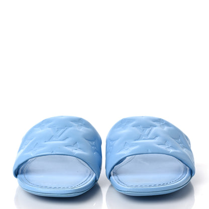 Louis Vuitton Lambskin Embossed Monogram Revival Flat Mules 36 Light Blue 2 of 8