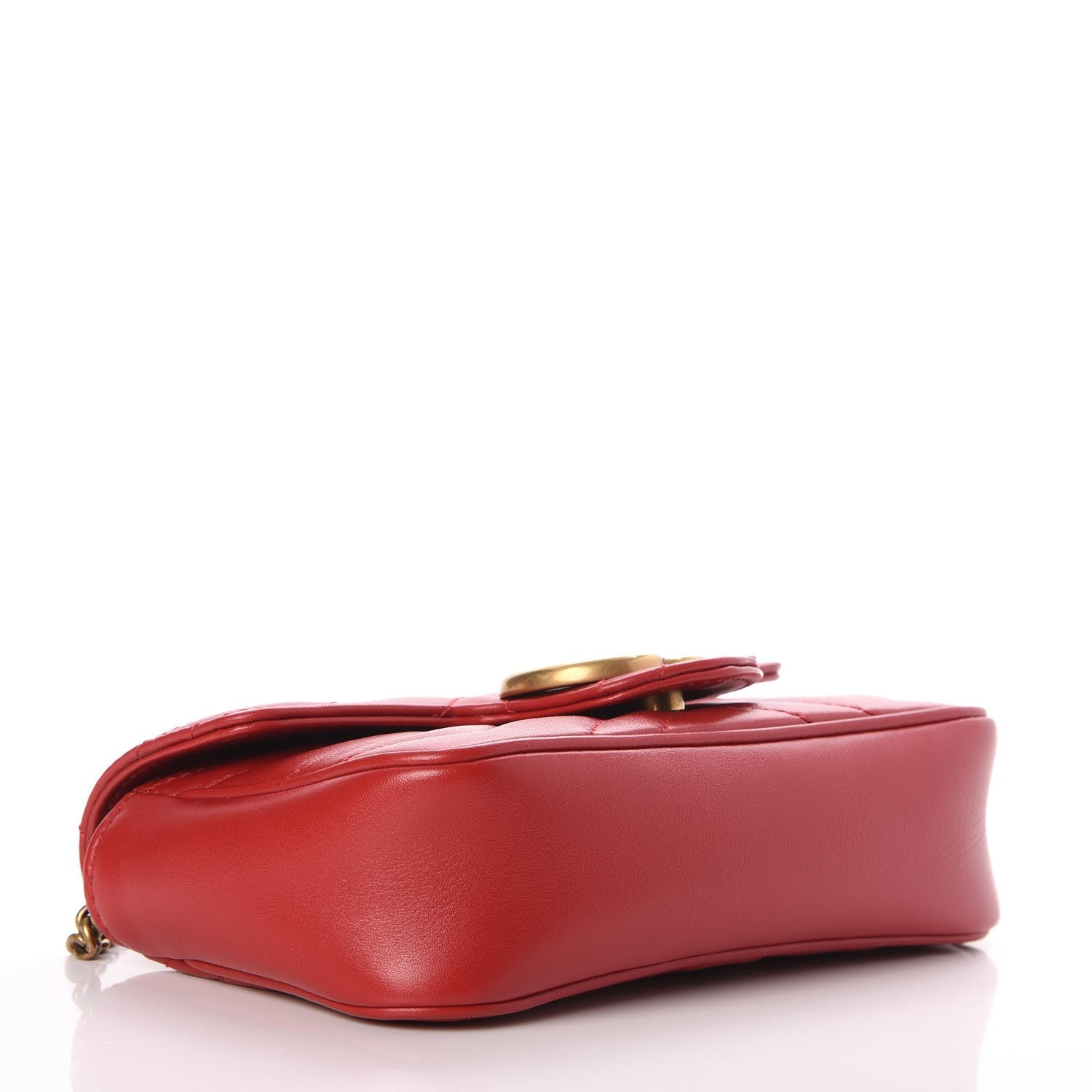 Gucci Calfskin Matelasse Super Mini GG Marmont Shoulder Bag Hibiscus Red 5 of 9