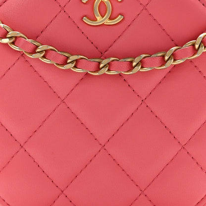 Chanel Lambskin Quilted Round Pearl Crush Clutch With Chain Pink 8 of 10