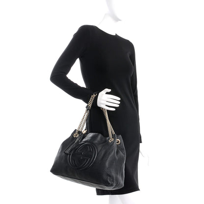 Gucci Pebbled Calfskin Medium Soho Chain Shoulder Bag Black 2 of 9