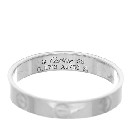 Cartier 18K White Gold 3.5mm LOVE Wedding Band Ring 58 8.25 4 of 4