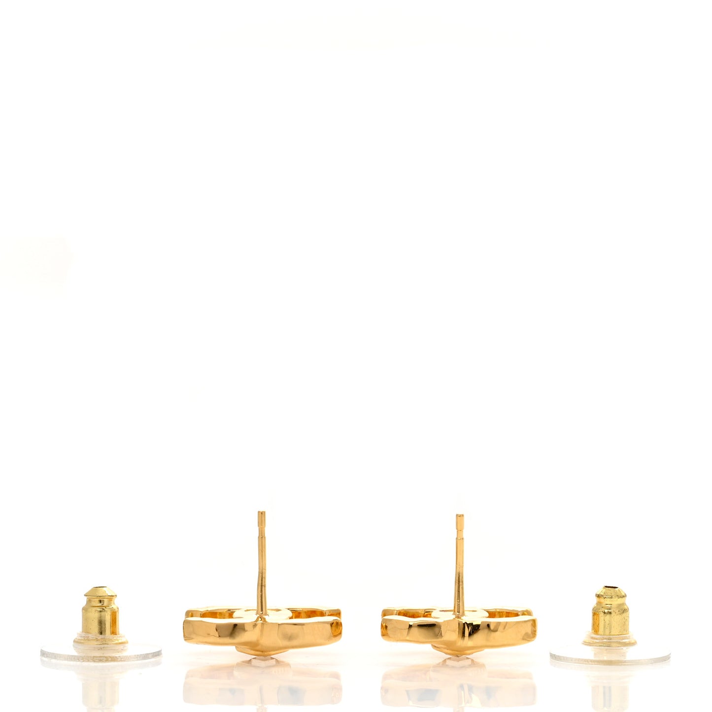 Crystal Studded CC Earrings Gold