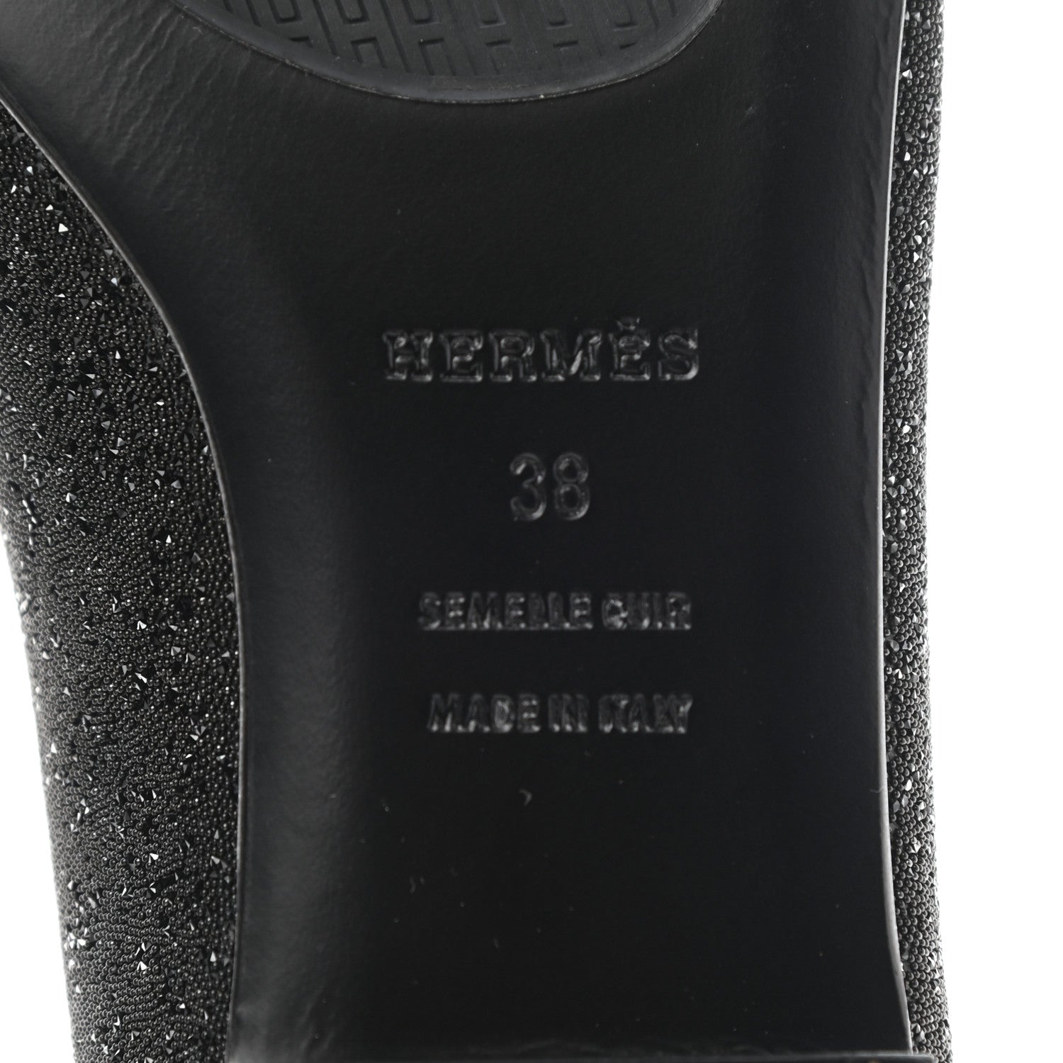 Hermes Glitter Holly Ballerina Flats 38 Black 6 of 7