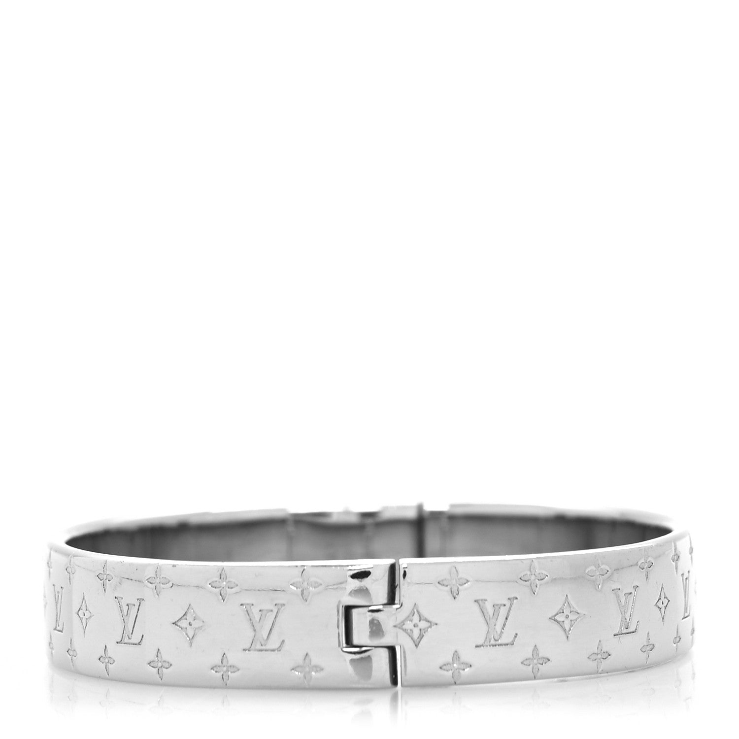 Louis Vuitton Brass Palladium Plated Nanogram Cuff M Silver 3 of 7