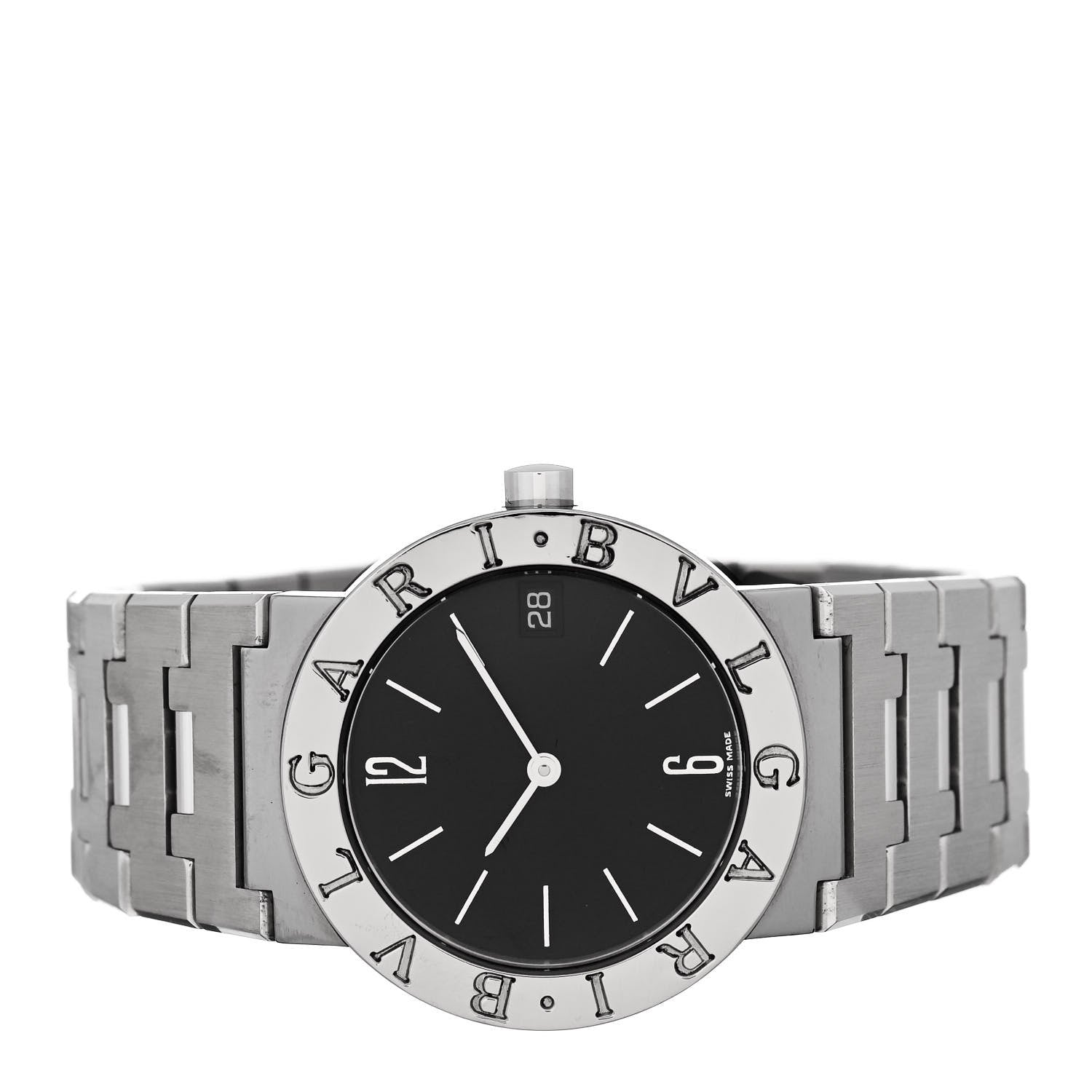 Bulgari Stainless Steel 30mm Quartz Watch Black 2 of 5