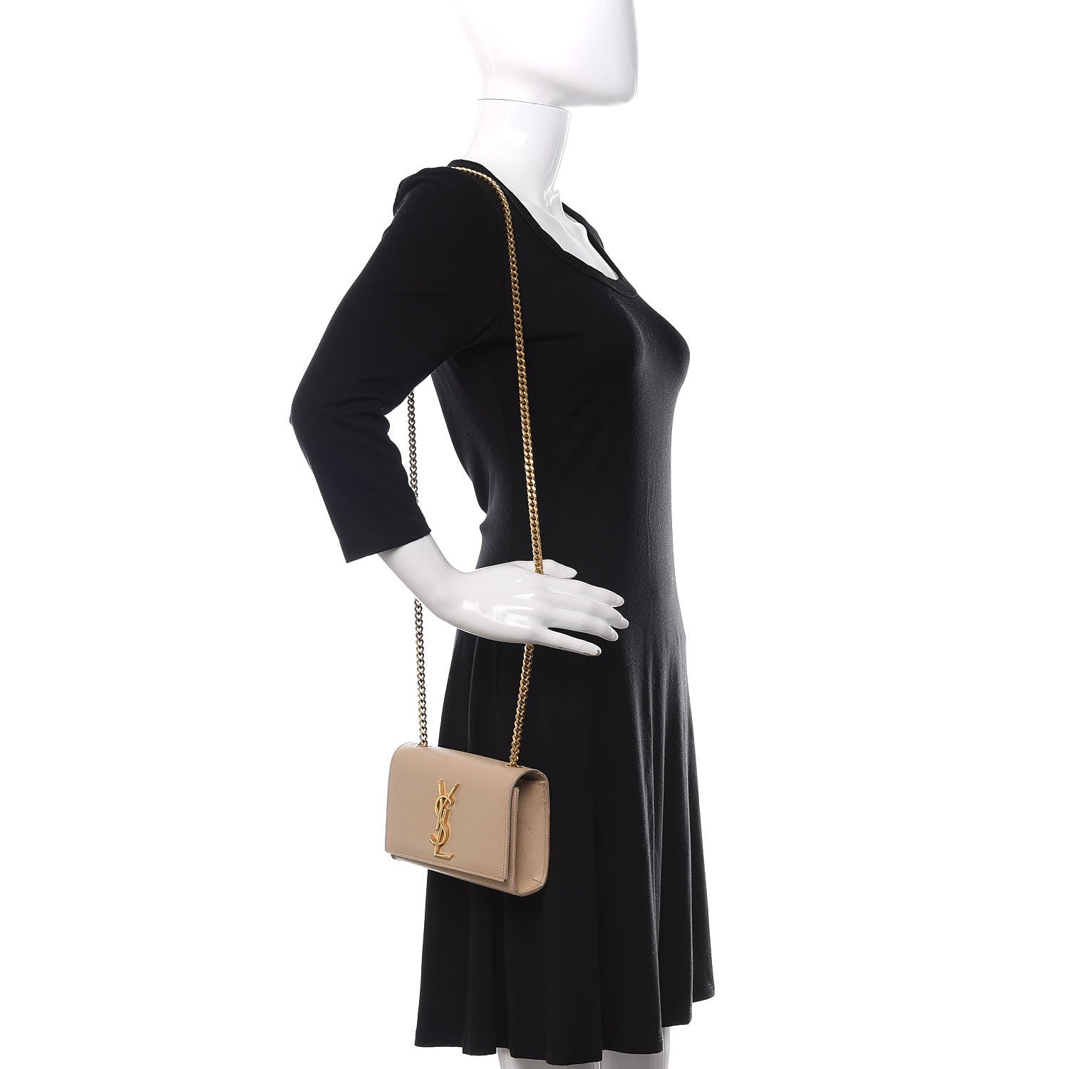 Saint Laurent Grain De Poudre Small Monogram Kate Satchel Nude Powder 2 of 9