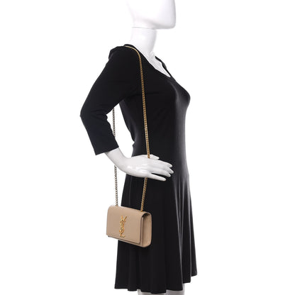 Saint Laurent Grain De Poudre Small Monogram Kate Satchel Nude Powder 2 of 9