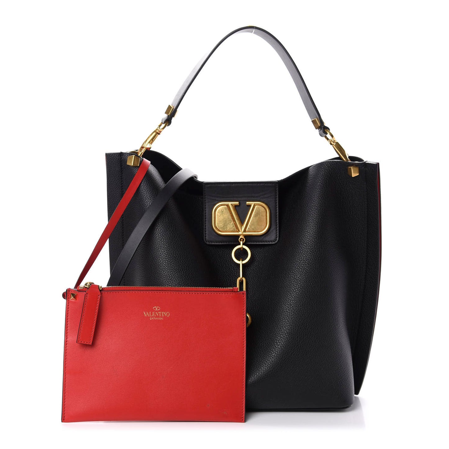 Grainy Calfskin Escape Hobo Bag Black