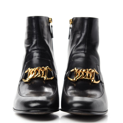 Gucci Goatskin Mens Kitten Chain Horsebit Ankle Boots 8 Black 2 of 9