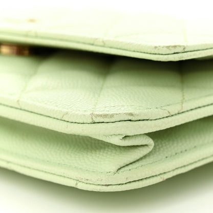 Chanel Caviar Quilted Wallet on Chain WOC Light Green 11 of 20