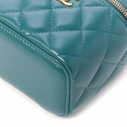 Chanel Lambskin Quilted Top Handle Mini Vanity Case With Chain Green 4 of 8