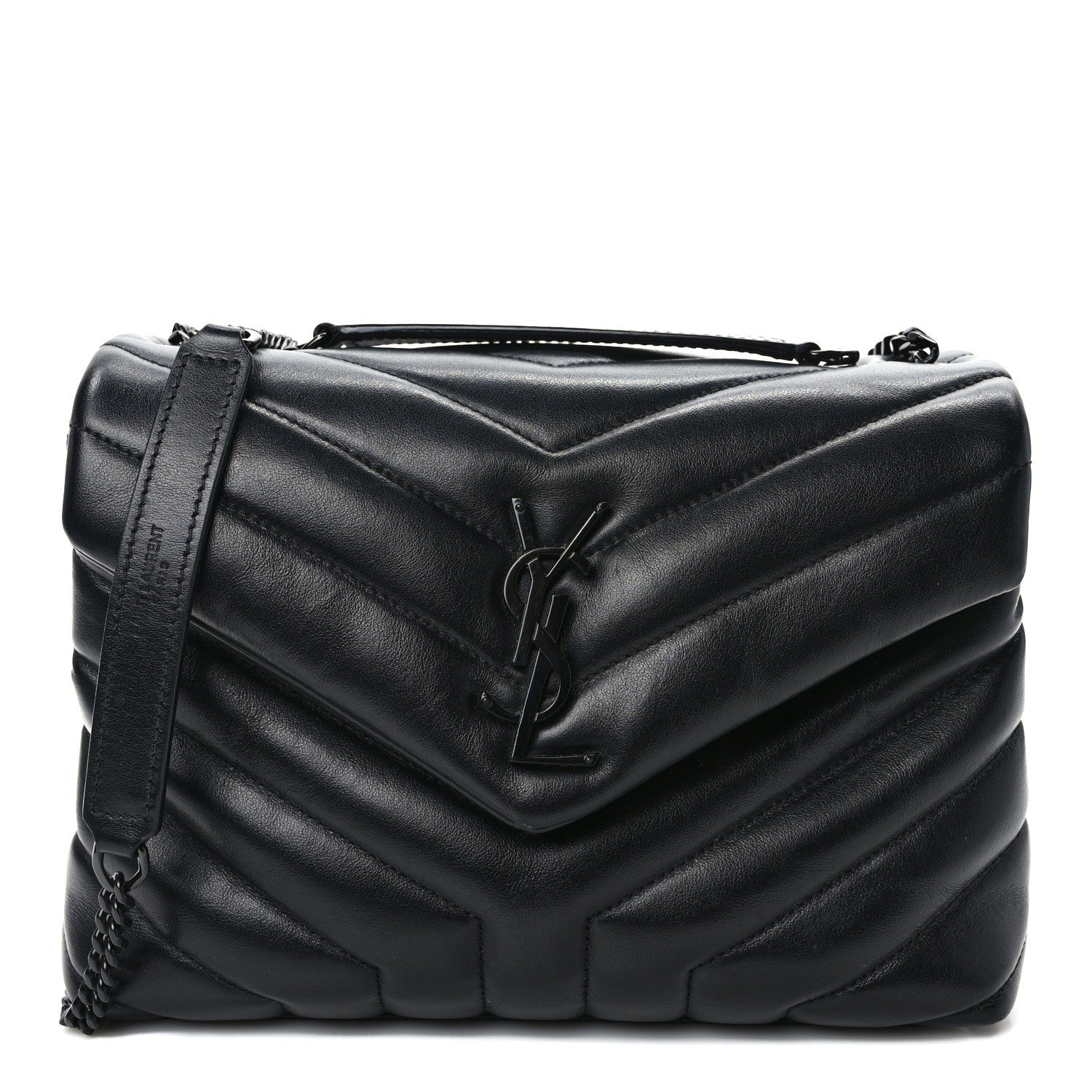 Saint Laurent Calfskin Y Quilted Monogram Monochrome Small Loulou Chain Satchel Black 1 of 9