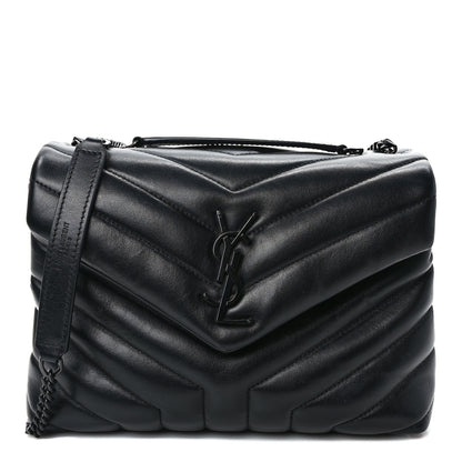 Saint Laurent Calfskin Y Quilted Monogram Monochrome Small Loulou Chain Satchel Black 1 of 9