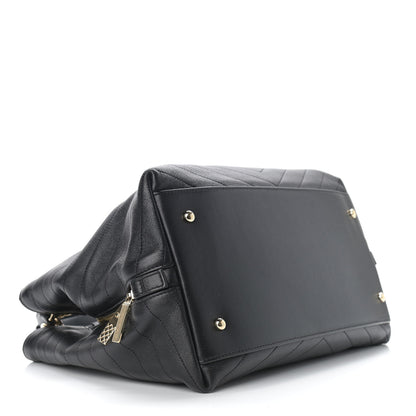 Chanel Calfskin Stitched Large Chevron Chic Shopping Bag Black 4 of 11
