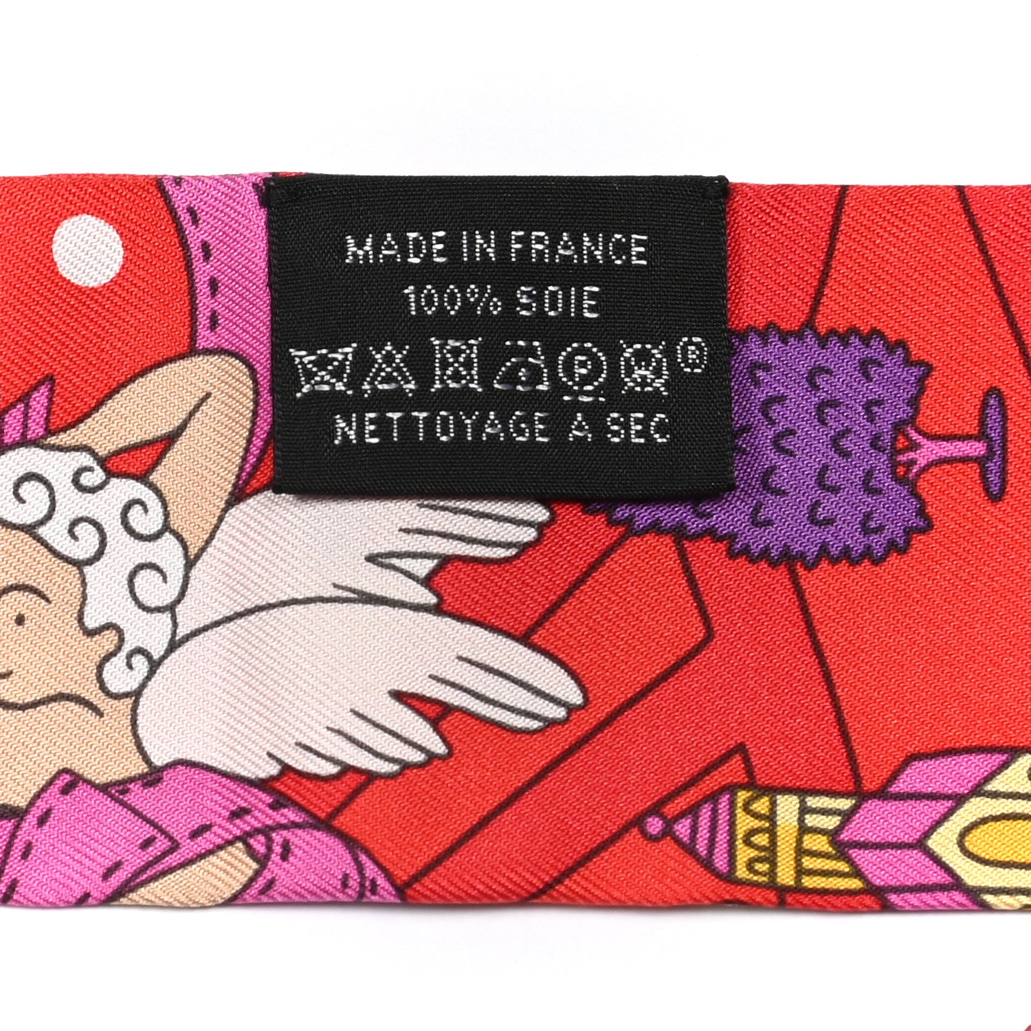 Hermes Silk Les Nouveaux Amoureux de Paris Twilly Rouge Violet Creme 3 of 5