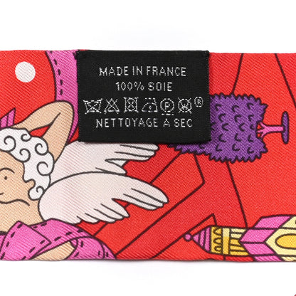 Hermes Silk Les Nouveaux Amoureux de Paris Twilly Rouge Violet Creme 3 of 5