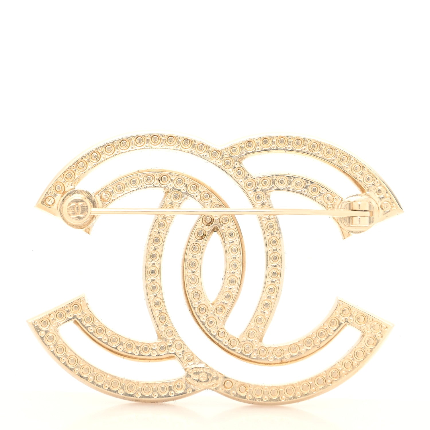Chanel Crystal CC Brooch Light Gold 2 of 3