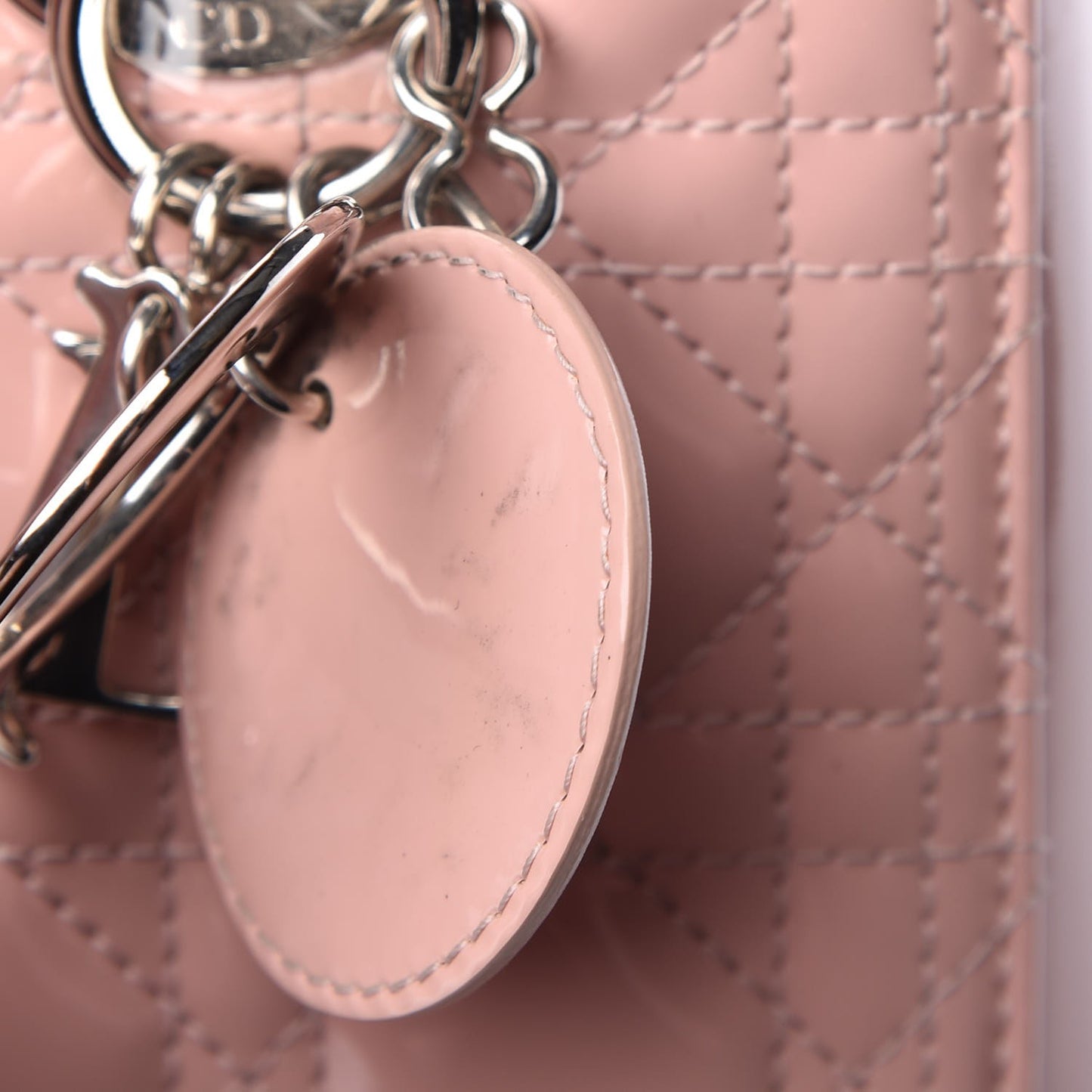 Patent Cannage Medium Lady Dior Rose Clair