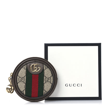 Gucci GG Supreme Monogram Web Ophidia Round Coin Purse Beige New Acero 8 of 8