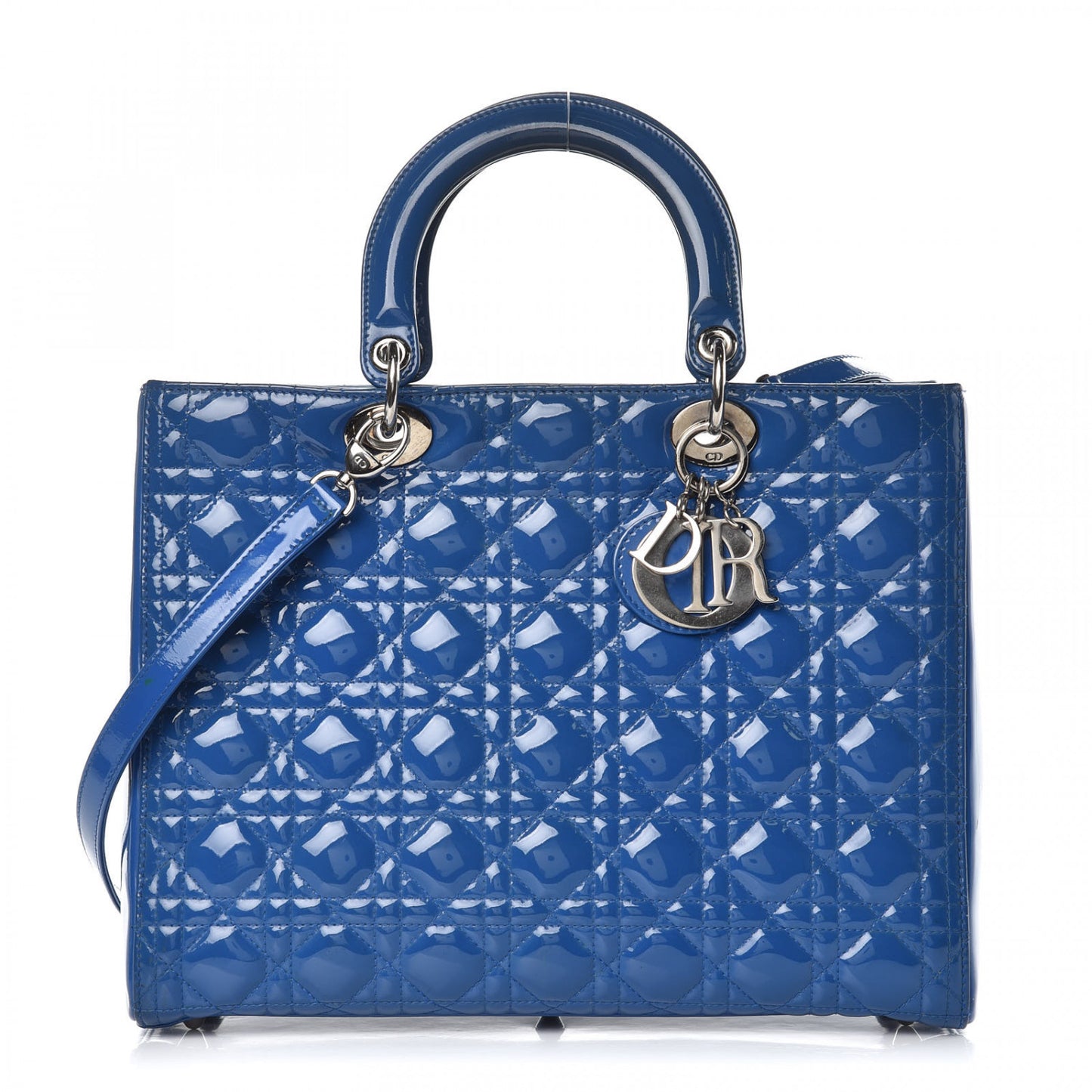 Patent Cannage Large Lady Dior Blue