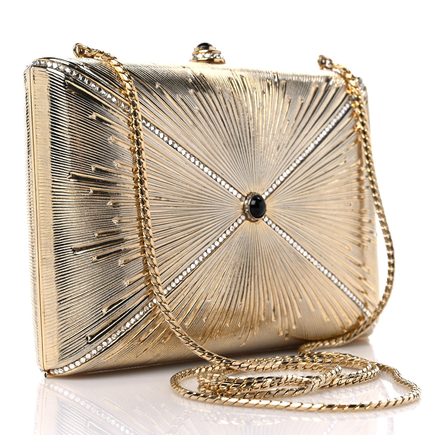 Swarovski Crystal Minaudiere Clutch Gold