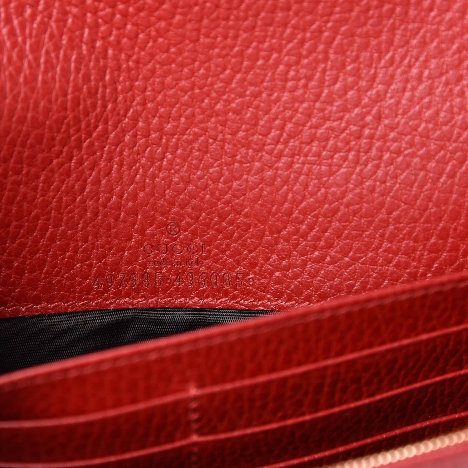 Gucci Dollar Calfskin Mini GG Marmont Chain Wallet Hibiscus Red 6 of 8