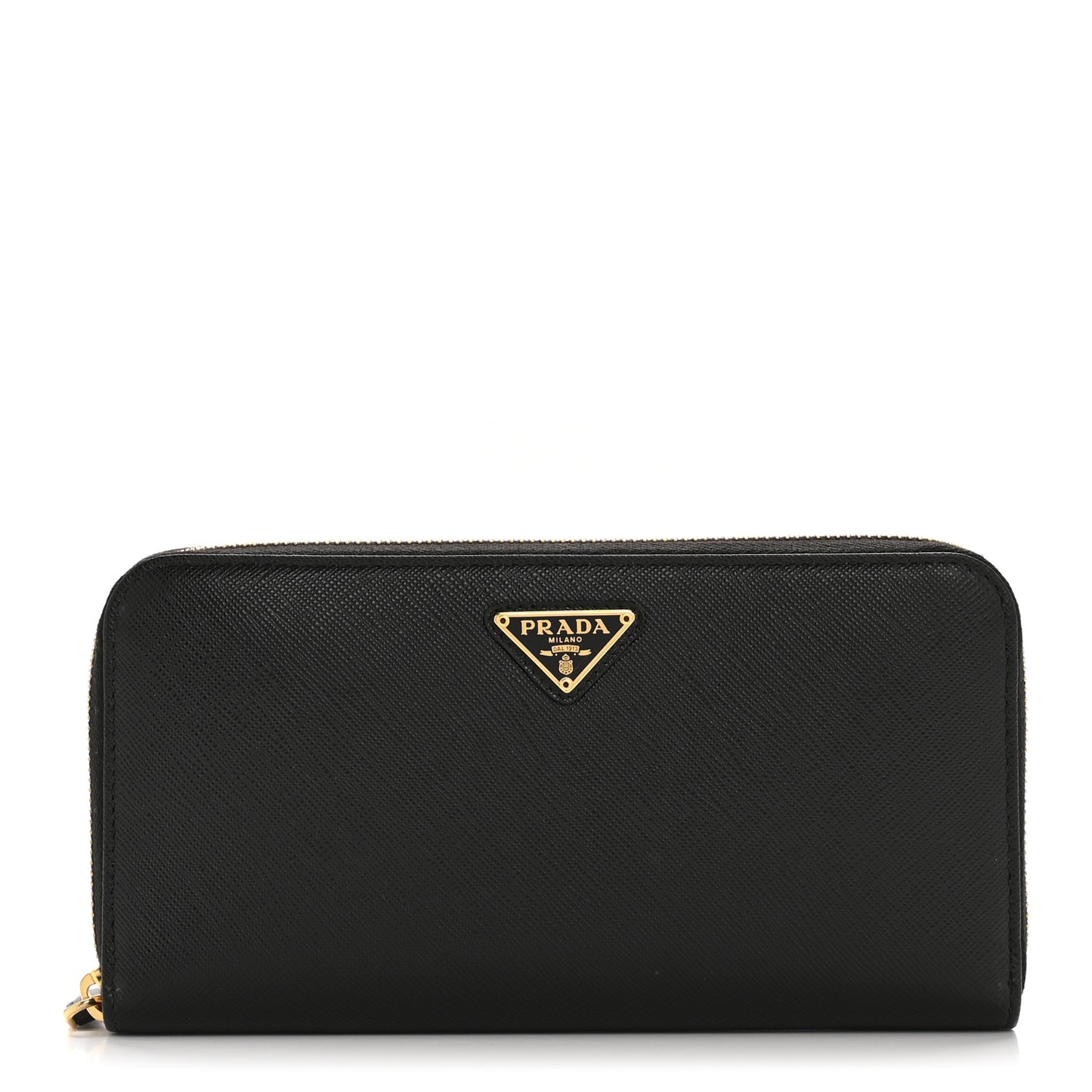 Saffiano Triangle Zip Around Wallet Black