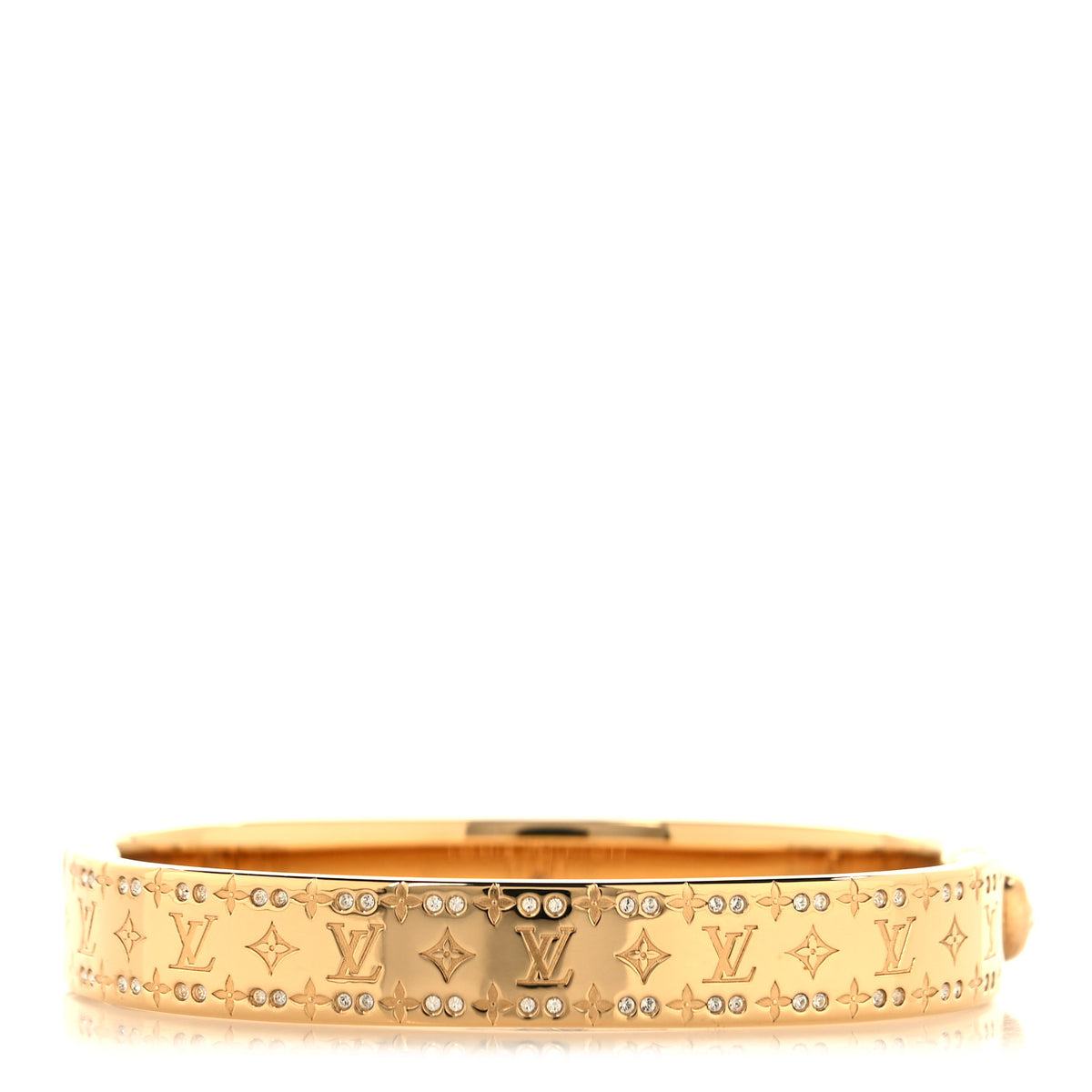 Brass Crystal Monogram Nanogram Strass Cuff S Gold