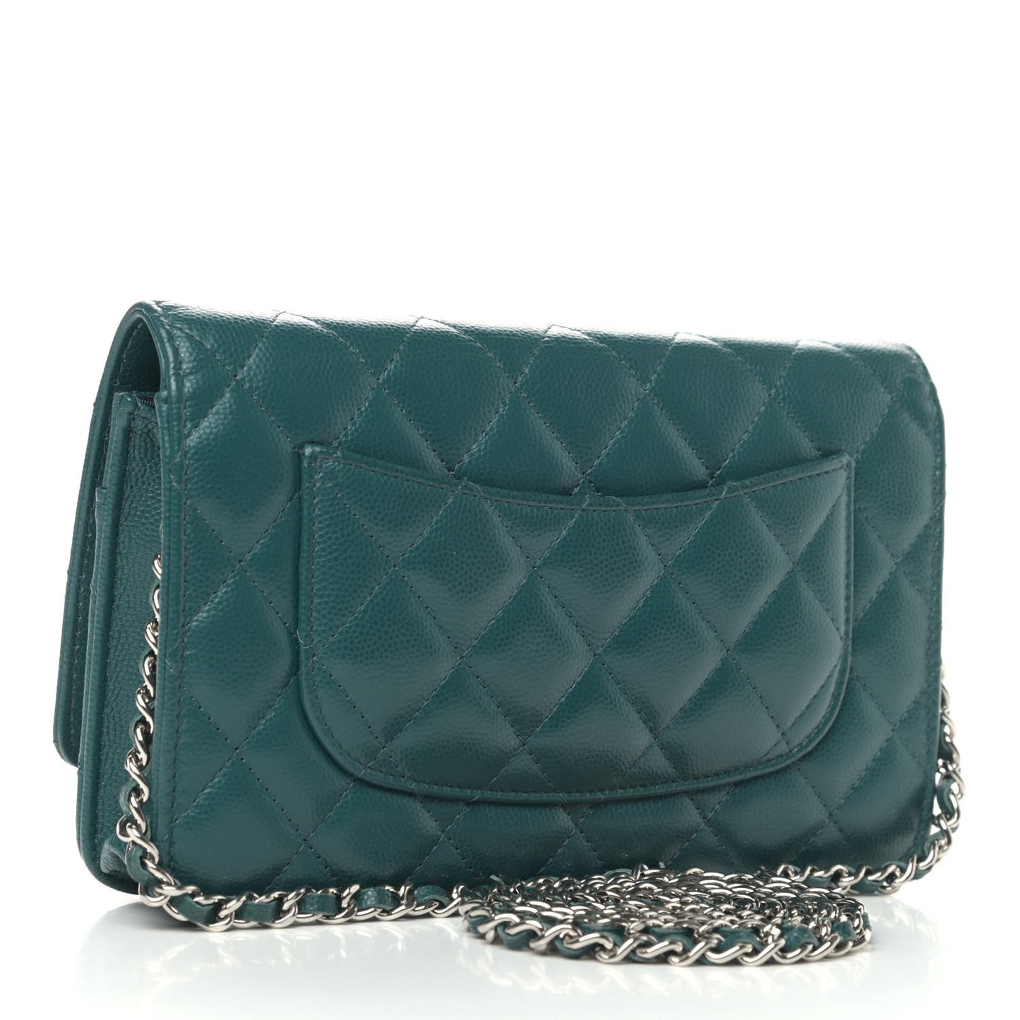 Caviar Quilted Wallet On Chain WOC Dark Turquoise