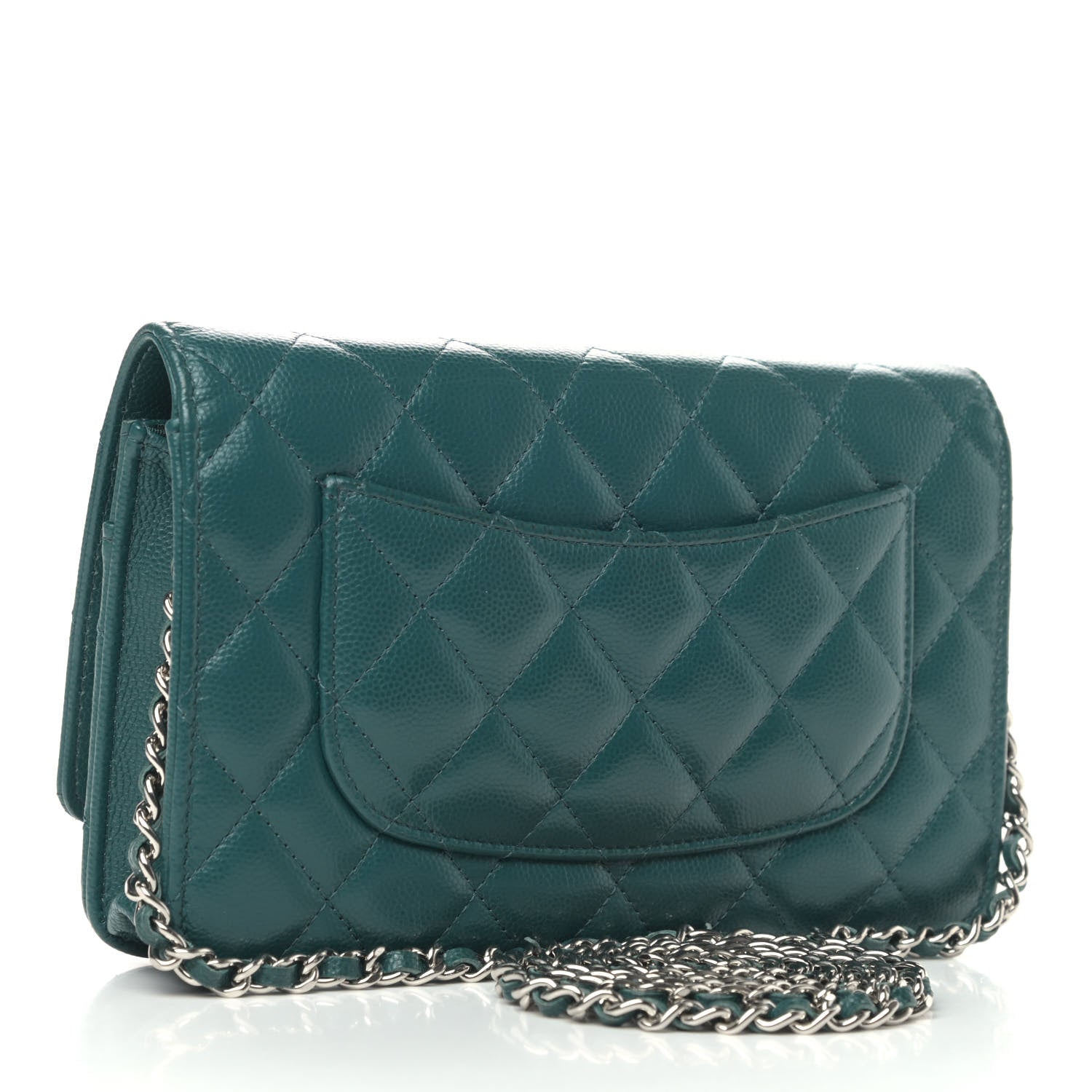 Chanel Caviar Quilted Wallet On Chain WOC Dark Turquoise 2 of 4