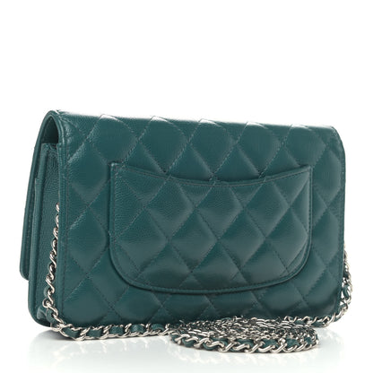 Chanel Caviar Quilted Wallet On Chain WOC Dark Turquoise 2 of 4