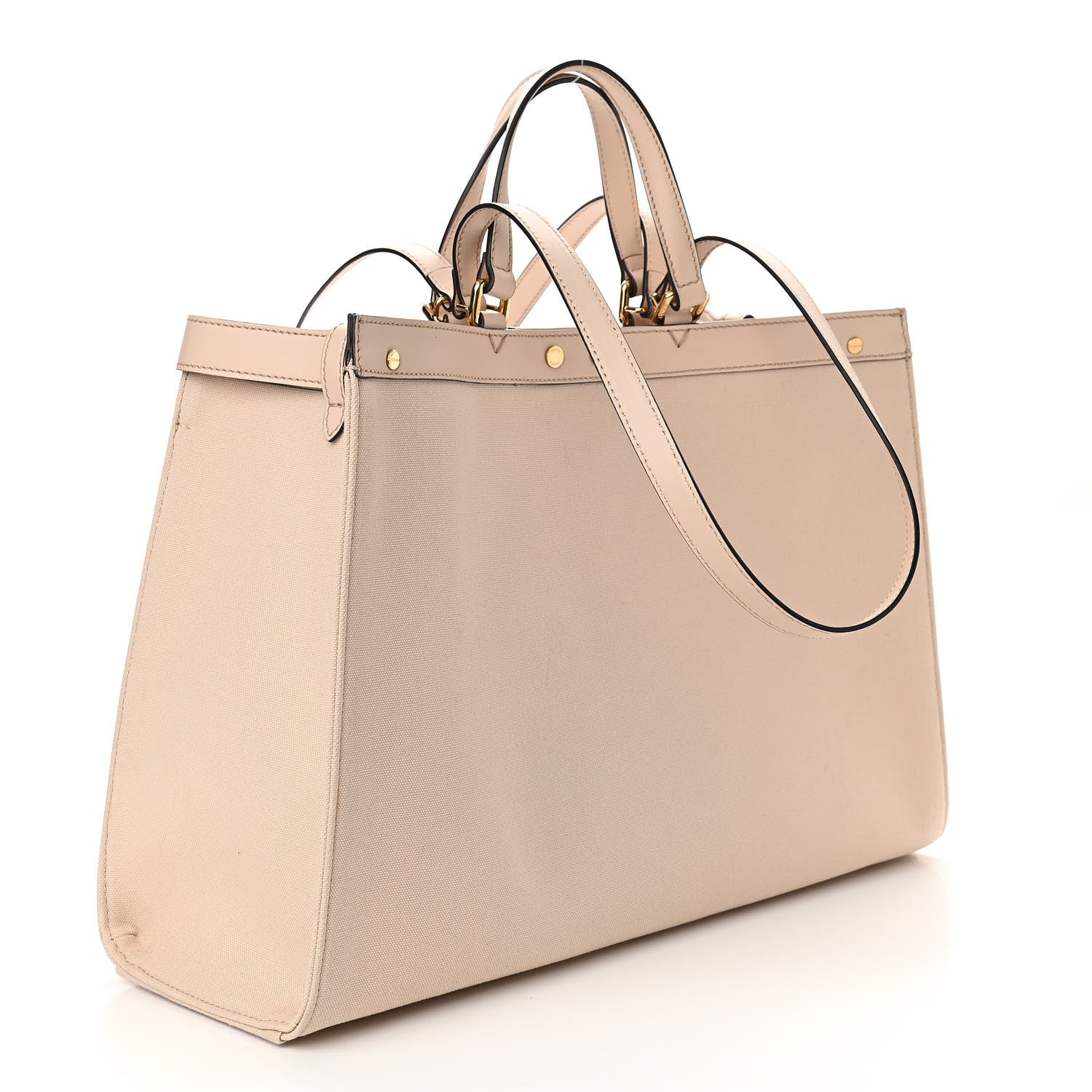 Fendi Canvas Vitello King FF Embroidered Medium Peekaboo X-Tote Poudre 3 of 13