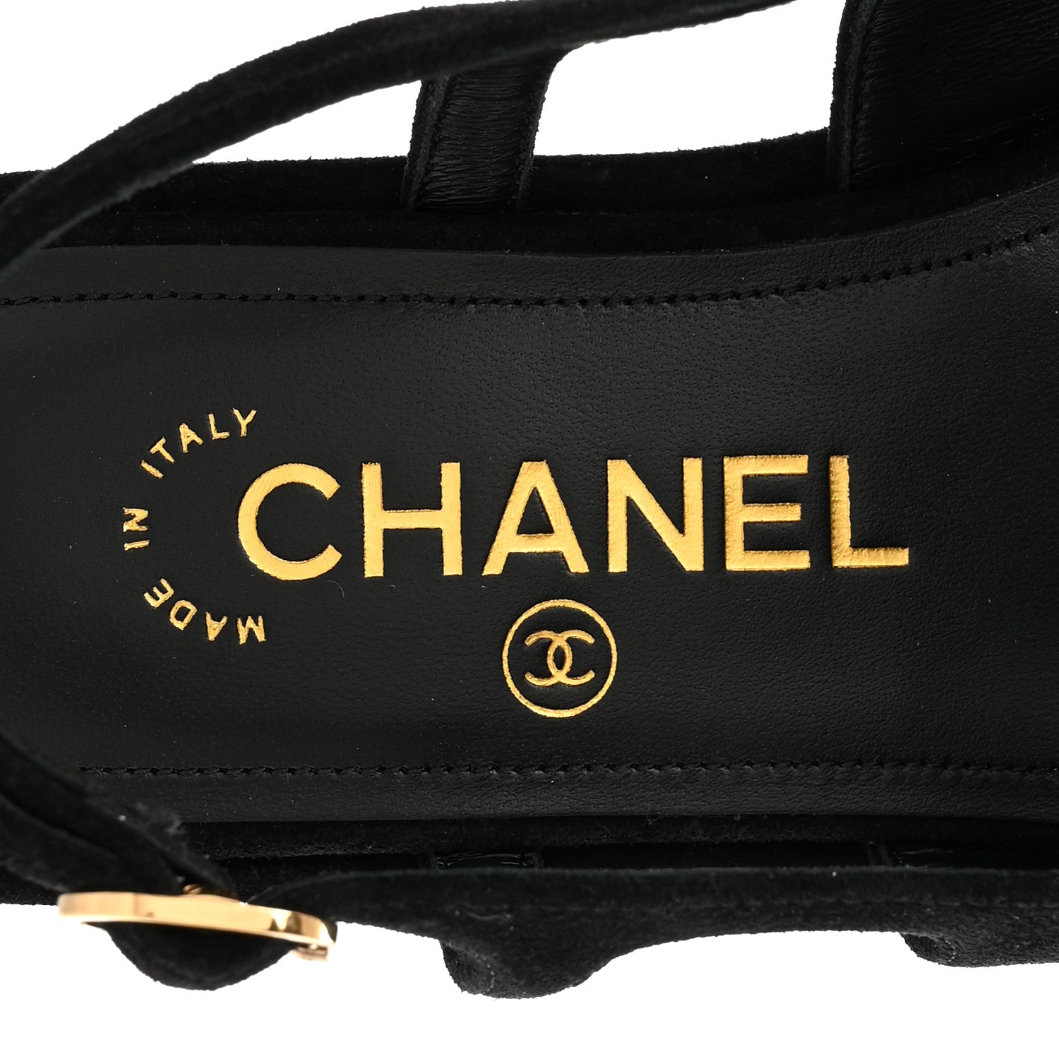 Chanel Suede Calfskin Platform CC Sandals 35 Black 7 of 10