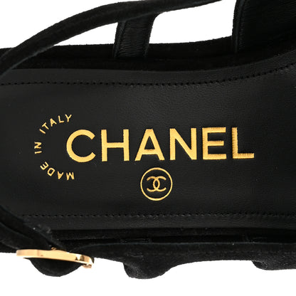Chanel Suede Calfskin Platform CC Sandals 35 Black 7 of 10