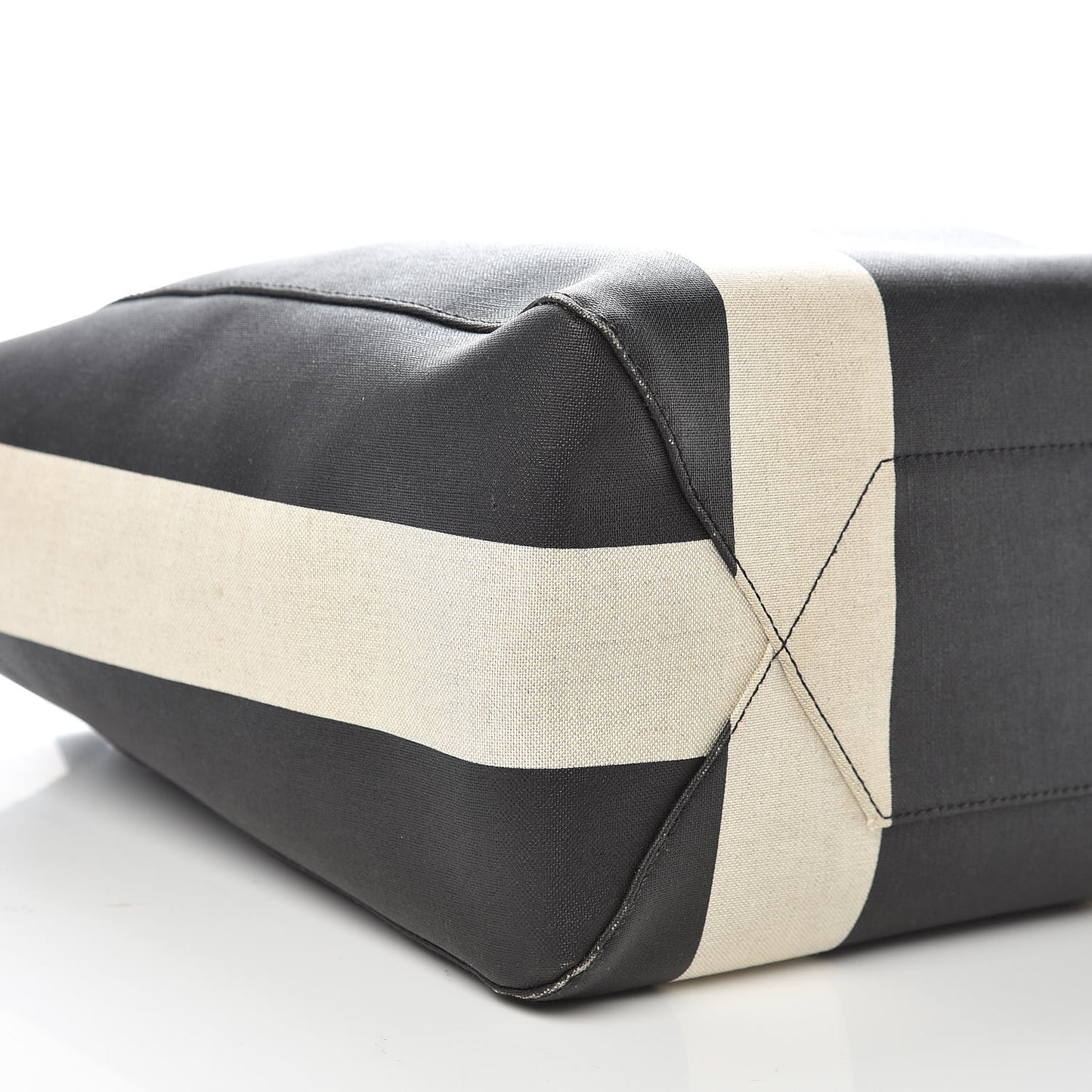 Canvas Stripe Shopper Tote Black White