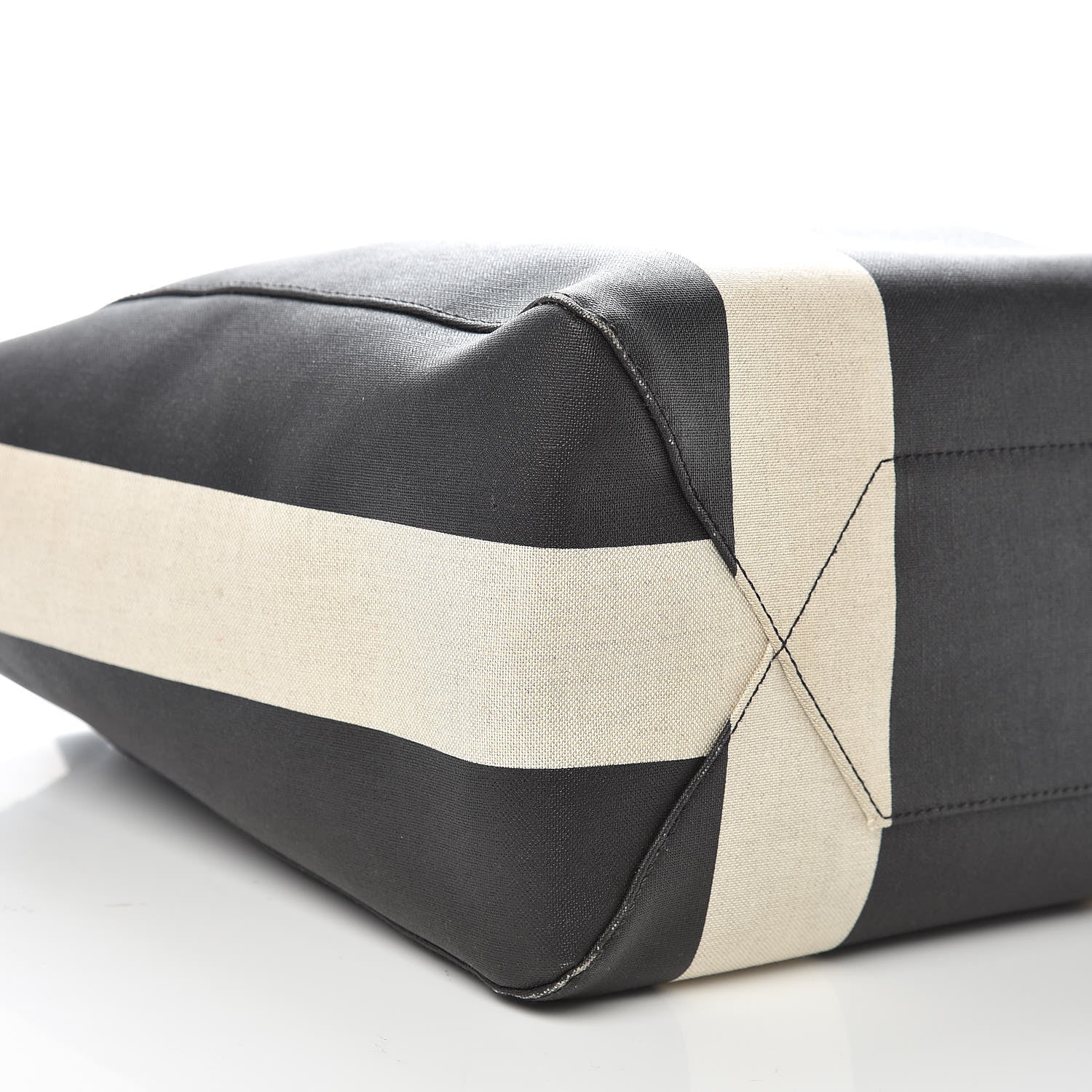 MCM Canvas Stripe Shopper Tote Black White 8 of 14